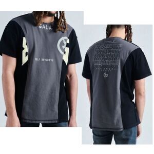 Gala Original | Juxta Tee, Charcoal Black Graphic Print Colorblock, Men's XL